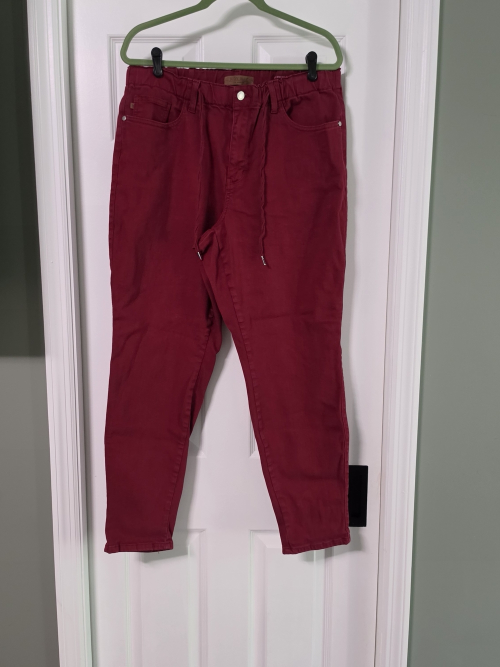 Judy Blue Deep Red Joggers with Draw String Waist, 14W